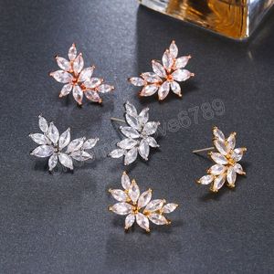 Klassieke Crystal Cluster Drop Zirkon Stud -oorbellen voor vrouwen