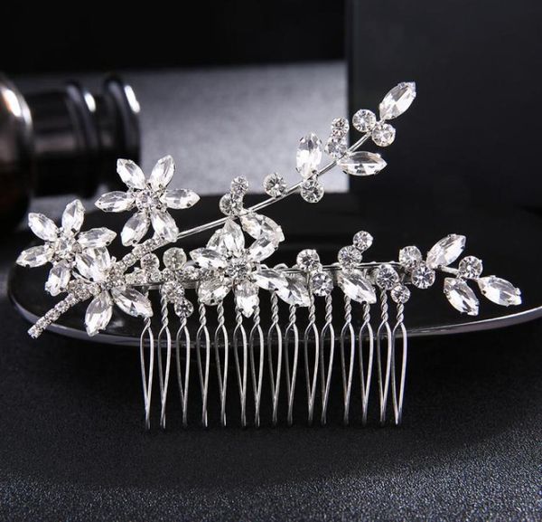 Crasstal Crystal Rinestone Combs Bridal Hair Clips Bijoux Bijoux Accessoires de cheveux de mariage Headshapie Femme Tiaras JCH1387607250