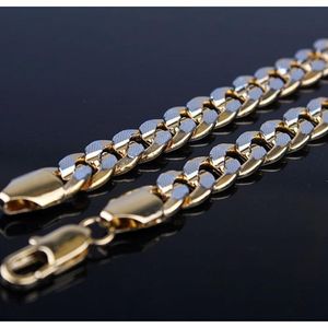 Collier cubain classique chaîne 2 tons or 18 carats rempli collier pour homme chaîne solide cadeau 50,8 cm de long