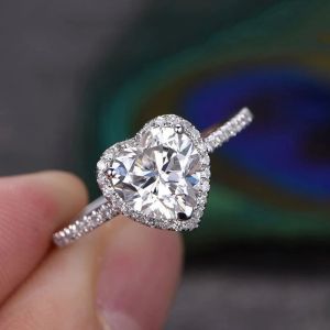 Zircone cubique en zircone 14K anneaux d'or en forme de coeur en cristal annexes de mariage pour les femmes Glamour Bridal Rings Bijoux Cadeaux