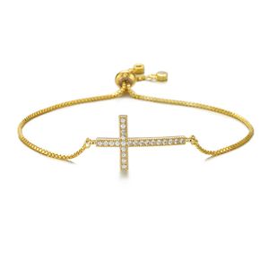 Klassieke Cubic Zirconia Cross Charm Armbanden voor Dames Verstelbare koperen ketting Armband Bangle Sieraden