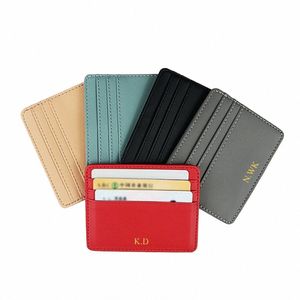 Lettres personnalisées classiques Slim Wallet Persalisez les initiales mini PU Cardée de crédit en cuir Logo DIY Gift Femmes Men Homme Holder V1TA #