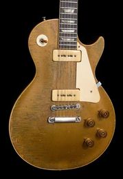 Klassieke custom shop heavy relic goldtop elektrische gitaar, hals- en bodygitaar uit één stuk, P90 pickups, aangepaste service is beschikbaar