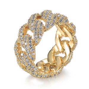 Klassieke CZ Cubaanse Prong Ring Goud Zilver Kleur Bevroren Zirkoon Charm Ring voor Mannen Dames Juwelen Maat 8-10