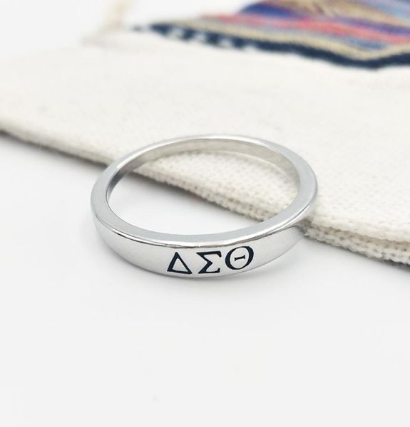 Classic Delta Sigma Theta Rings Letter Black Symbol Ann para mujeres Joyas de regalo de estilo de verano 2018 NUEVA LLEA CROLLACIÓN JE8923283