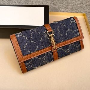 Klassieke denim kleurblok portemonnee luxe briefketen schoudertassen messenger tas beroemde dames munt portemonnee houders dames pocket lange koppeling