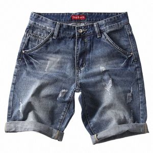 Klassieke Denim Shorts Mannen 2023 Zomer Fi Casual Slim Fit Ripped Blauwe Korte Jeans Mannelijke Merk Clothes2 O8NU #
