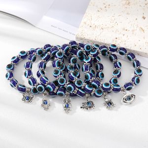 Diseño clásico Animal Charm Bracelet 10MM Blue Evil Eye Beads Pulseras Joyería para regalo
