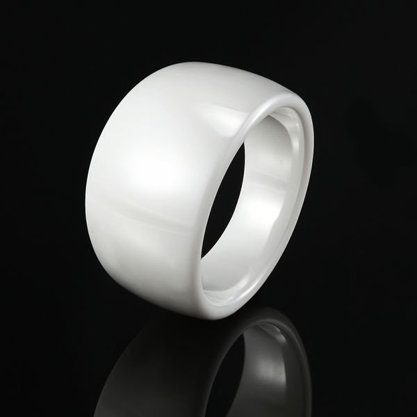 Anillo de cerámica curvado liso blanco y negro de diseño clásico para hombres y mujeres, anillos de joyería de alta calidad, el mejor regalo de aniversario de boda