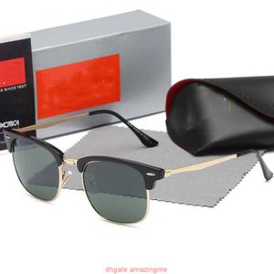 Klassiek ontwerp merk ronde zonnebril van vrouwen UV400 brillen metalen gouden frame bril heren spiegelglas lens zonnebril met doos 3016-A te koop