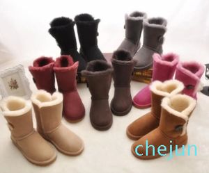 DESIGN classique bouton fille femmes botte de neige courte fourrure intégrée garder au chaud bottes livraison gratuite