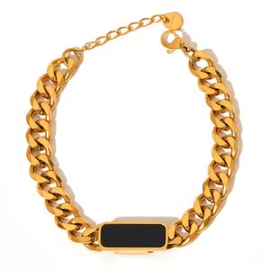 Design classique chaîne cubaine blanc noir charme carré bracelet bijoux pour les amoureux cadeaux