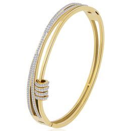 Bracelet en cristal de croix creuse élégante de conception classique et bracelet de bijoux en acier inoxydable pour les femmes en gros Q0717