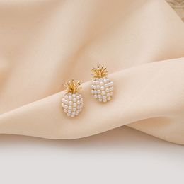Boucles d'oreilles en forme d'ananas plaqué or, Design classique, Style INS, bijoux pour femmes, cadeau