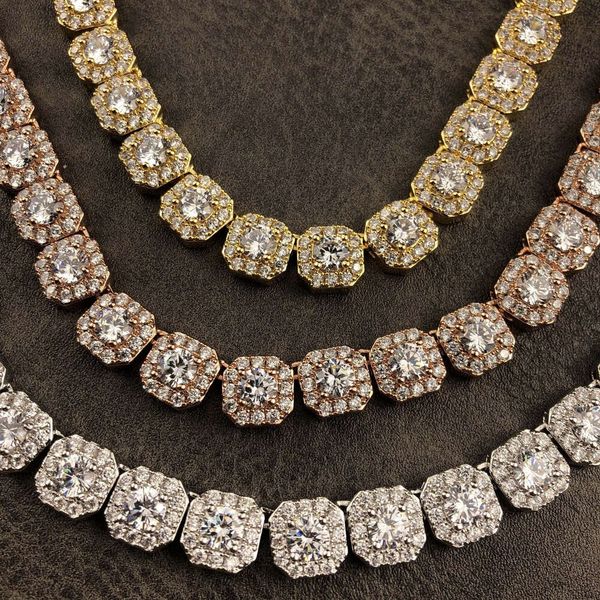 Joyería de diseño clásico Collar de tenis de plata esterlina Vvs 925 con cadena de diamantes Mossinate de 4 mm y 5 mm