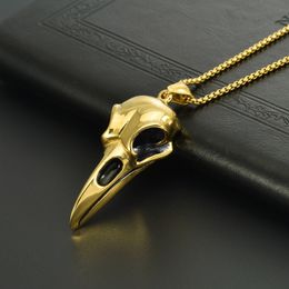 Collier de design classique: pendentif pour hommes de crâne rétro de titane punk pour hommes, bijoux personnalisé pour une chaîne de pull long pendentif long