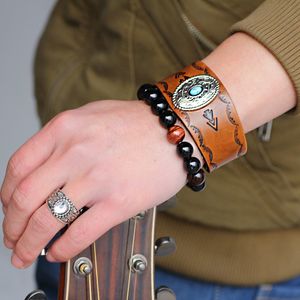 Bracelet de manchette en cuir rétro de conception classique bijoux populaires pour hommes femmes cadeau