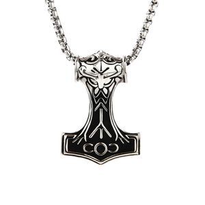 Classique Design Viking Hommes Sculpture Marteau Pendentif Collier Antique En Acier Inoxydable Bijoux pour Cadeau