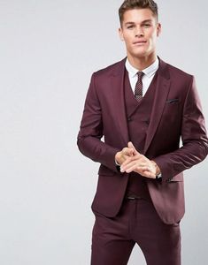 Classique Designe Bourgogne Groom Tuxedos Hommes Smokings De Mariage Excellent Hommes D'affaires Dîner De Bal Blazer 3 Pièce Costume (Veste + Pantalon + Cravate + Gilet) 911