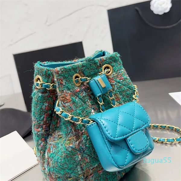 Sac à dos de styliste classique avec chaîne en métal Tweed, sac à bandoulière en treillis de diamant pour femmes, sacs jumeaux tendance