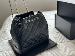 Klassieke designer tas Gabrielle Vagabonds Double Chain Cowhide Fashion Backpack Small CC Dames Black