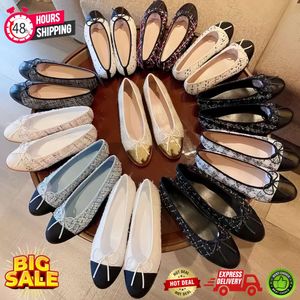 Klassieke Designer Ballet Flats schoenen Kanaal Lente en Herfst koeienhuid Dansschoenen Merk Schoenen Gewatteerde Leren Balletschoenen Ronde Neus Formele Leren Damesschoenen