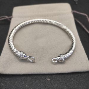 Brazalete de diseño clásico DY pulsera de lujo de alambre trenzado de alta calidad con pulseras de cierre de gancho para mujeres regalos de joyería de boda de plata de moda zh152 B4