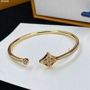 Bracelet de créateur classique en acier, marque de luxe, or 18 carats, diamant, taille libre, ouvert, ne se décolore jamais, sans boîte