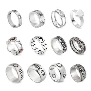 Klassieke Designer Branded Band Ringen Voor Mannen Vrouwen Luxe Sieraden Top Kwaliteit Letters Vogels 925 Zilveren Mode Retro Ring Party gift