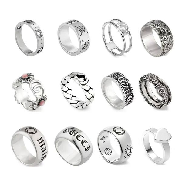 Bagues de bande de marque de créateur classique pour hommes femmes bijoux de luxe cadeau de qualité supérieure lettres oiseaux 925 bague de mode en argent accessoires de mode