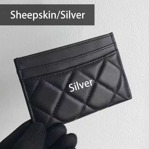 Titular de la tarjeta Classic Caviar C Diseñador para mujer Cuero real negro Mini billetera Mans Monedero de piel de oveja Tarjetas de identificación de crédito Titulares Bolsa de regalo al por mayor