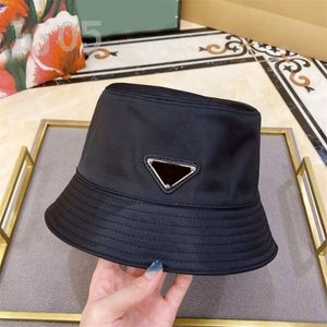 Klassieke designer cap mode retro emmer hoed vakantie katoenen voering driehoekig patroon paars blauw cappello outdoor heren dames casual luxe hoeden PJ006 C23