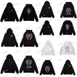 Klassieke designer mode met capuchon Chromen hart Luxe heren- en damesjas met rits Ch Sweatshirt Hoefijzer Sanskriet Kruisprint Pullover Hoodie Hoge kwaliteit jas aa