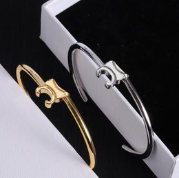 Klassieke Designer Goud Verzilverd Armband INS Stijl Polsbandje Manchet Armbanden Bruiloft Liefhebbers Gift Vrouwen Mode-sieraden