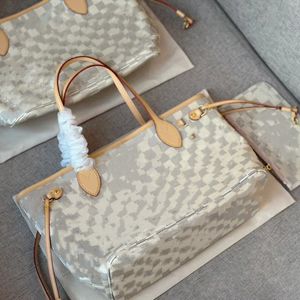 Klassieke Designer Grid Shopping Bag Luxury Tote Bag Designer Grote capaciteit Handtas Hoogwaardige Tas Tote Reis Schoudertas Dames Casual Nooit winkelen Volledige tas Purse