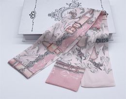 Klassieke ontwerper handtas sjaalhoofdbanden dames letter bloemen zijden scraves bandeaux tas haar bandeau 8x120cm8173753