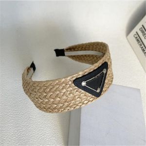 Diseñador clásico Diademas Triángulo Carta Paja Artículo trenzado Bandas para el cabello Para mujer Chica Diadema Deportes Fitness Envoltura para la cabeza Moda Joyería para el cabello