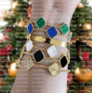 Klassieke Designer Sieraden Klavertje Vier Charm Armbanden Bangle Chain 18K Gold Agate Shell Parelmoer voor WomenGirl Bruiloft Moederdag Sieraden Vrouwen geschenken