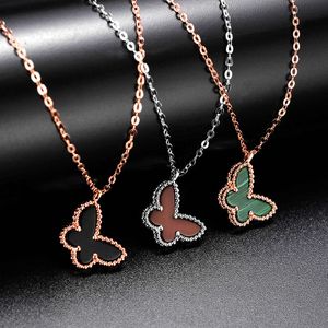 Klassieke designer sieraden Van Clover ketting sieraden Sterling zilveren vlinderkettingen vrouwelijke natuurlijke Fritillaria rode en zwarte agaat sieraden kerstcadeau