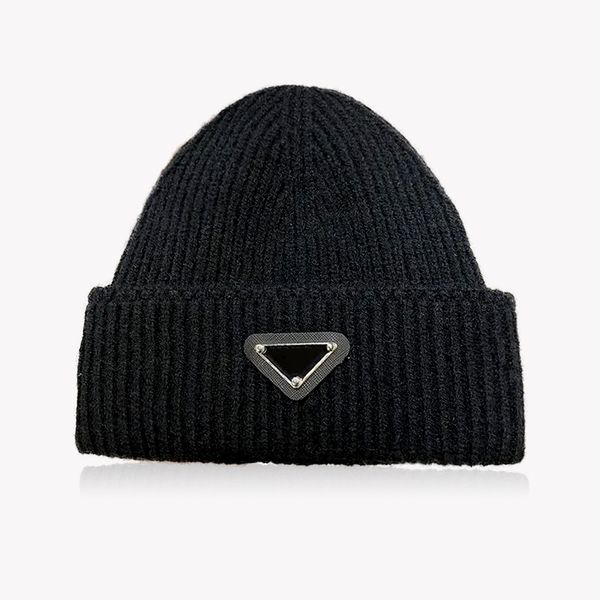 Gorro tejido de diseñador clásico, gorros de pelo de conejo para mujer, gorros gruesos y cálidos para invierno, gorros de marca a la moda con letras