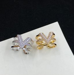 Lettre de concepteur classique anneaux diamants bague hommes femmes anneau or dames 925 anneaux plaqués en argent