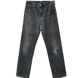 Klassieke designer Heren Casual jeans kruisen geplakt lederen wassen rechte tube hoge taille slank fit veelzijdige broek mode werk sportliefhebbers