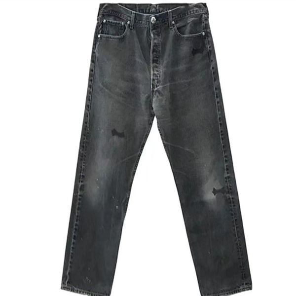 Diseñador clásico para hombre jeans casuales lavado de cuero cruzado tubo recto cintura alta slim fit pantalones versátiles trabajo de moda amantes de los deportes