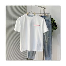 Diseñador clásico para hombre camiseta verano hombres camisetas moda 100% algodón puro logotipo rojo alta calidad blanco para hombre manga corta deportes casual versátil hombres sueltos camisetas