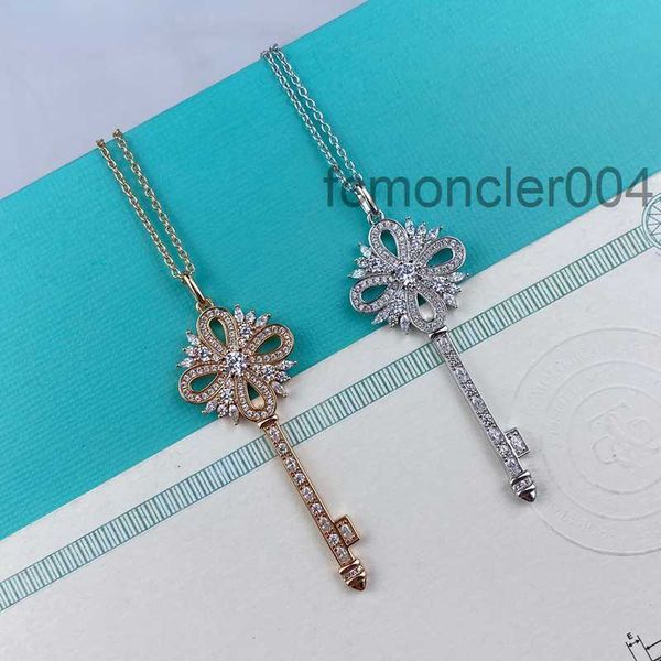 Collar de diseñador clásico joyería de oro plateado colgante victoriano llave de diamantes de diamantes de diamantes de diamante de lujo de lujo da3J