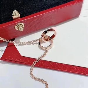 Collier de créateur classique femmes bijoux double anneau pendentif diamant colliers pour femmes fille marque bijoux chaîne cadeau de fête de mariage