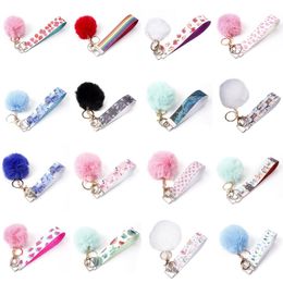 25 styles porte-clés en cuir PU pompon porte-clés fruits imprimés animaux porte-clés avec imitation cheveux de lapin porte-clés pour sacs pour femmes pendentif décoratif