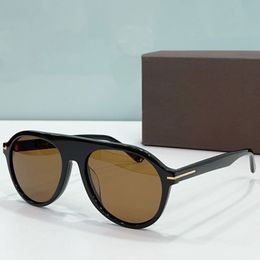 Gafas de sol de la bocina del diseñador clásico marco de piloto para hombres para mujer lente marrón oscuro gafas para accionamientos casuales ft1047 P de calidad superior con caja original