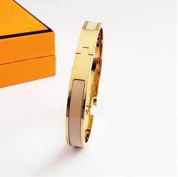 Classic Designer Steel Bangle Brand Rose Gold armbanden Dames Bracelet 8mm breed met cadeauzakje
