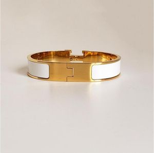 Bracelet classique de marque en acier doré pour femme, 12 mm de large, avec sac cadeau